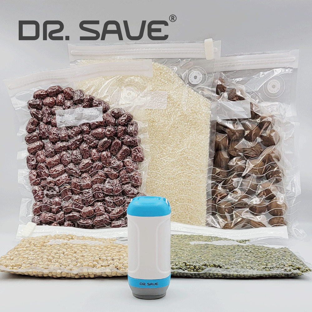 Food Saving Handheld Vacuum Sealer DR. SAVE UNO Food Set with 10 vacuum food bags